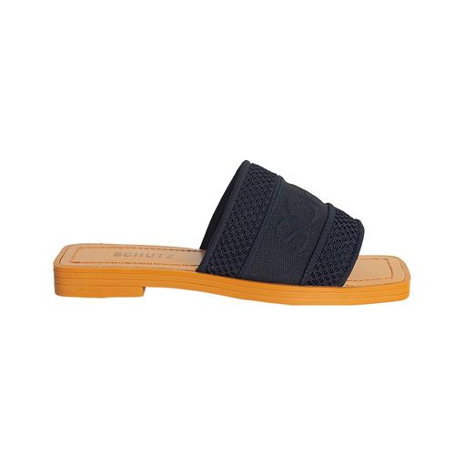 Rasteira Feminina Slide Knit Bico Quadrado Schutz Preto