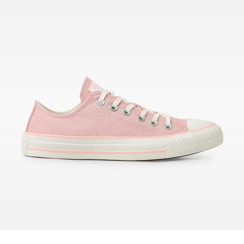 Tênis Feminino Casual Converse Chuck Taylor All Star Ox Matte Craft Rosa Escuro Prata Puro