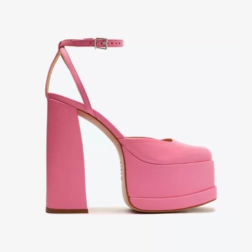 Sapato Feminino Scarpin Meia Pata Luan Couro Schutz Rosa