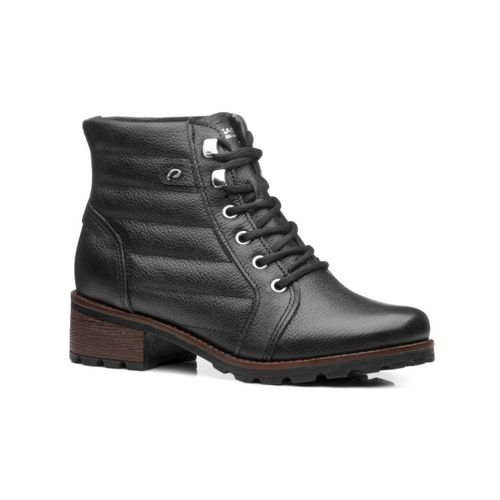 Bota Feminina Coturno Em Couro Pegada Preta