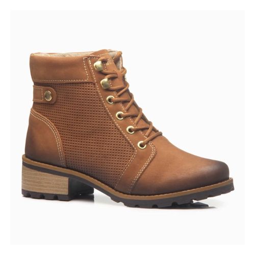 Bota Feminina Coturno Em Couro Pegada Camel