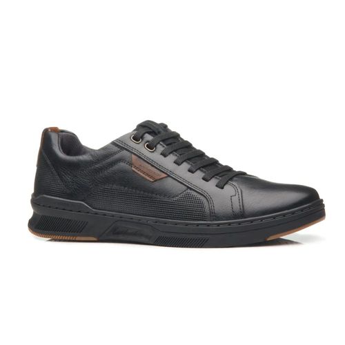 Sapatênis Em Couro Masculino Pegada Preto