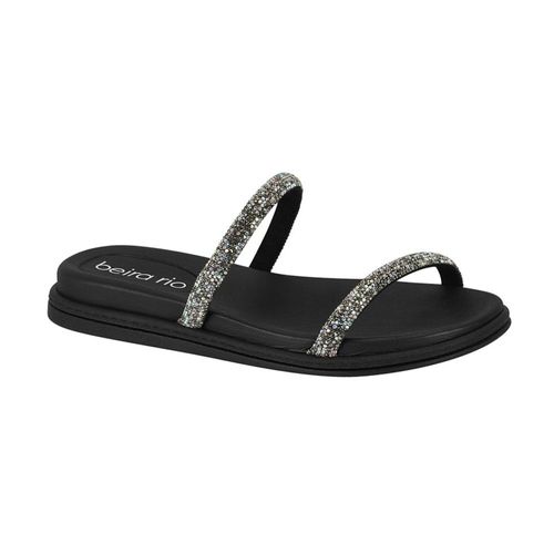 Tamanco Feminino Papete Beira Rio Strass Preto