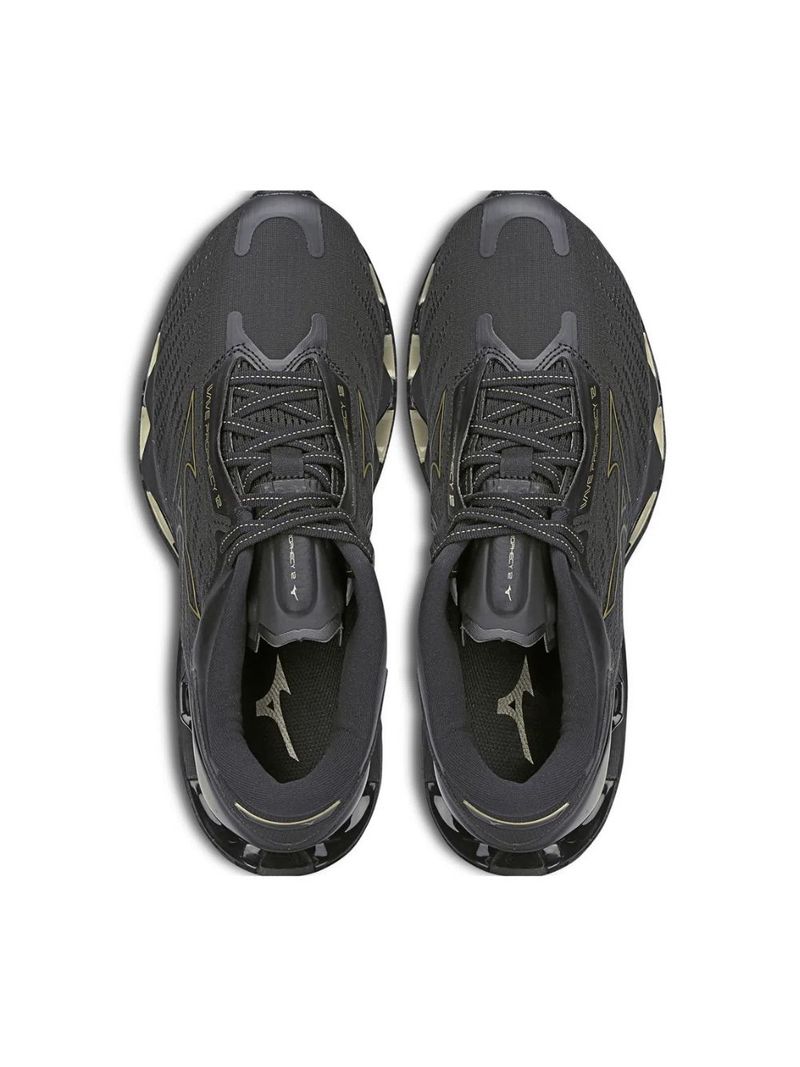 Tenis Running Masculino Wave Prophecy 12 Mizuno Preto E Dourado