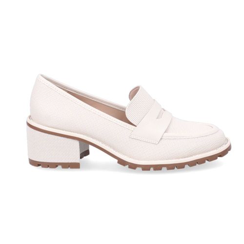 Sapato Feminino Mocassim Loafer Luz Da Lua Tramado Panna
