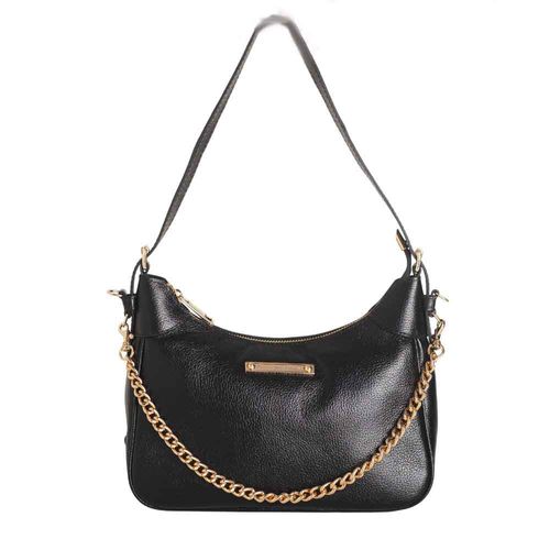 Bolsa Feminina Tiracolo Meia Lua Dayane Magalhães Couro Preta