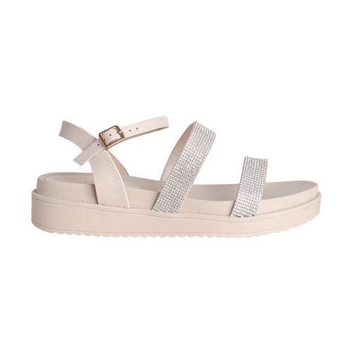 Sandália Papete Feminina Plataforma Dayane Magalhães Flash Off White Com Strass