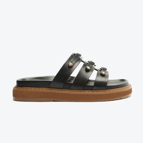 Tamanco Feminino Papete Tiras Couro Schutz Preto