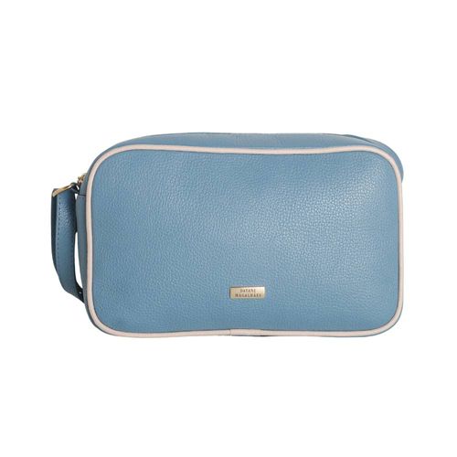 Bolsa Feminina Transversal Dayane Magalhaes Couro Azul