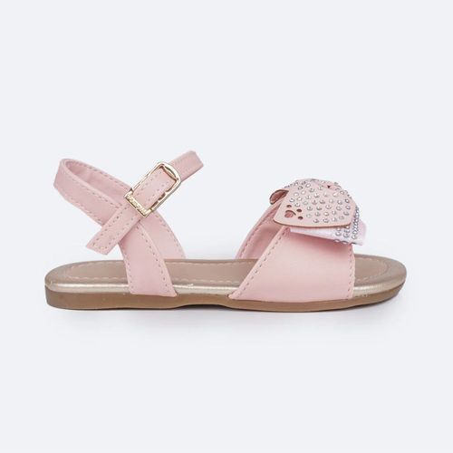 Sandália Infantil Rasteira Pampili Laço Glitter Rosa