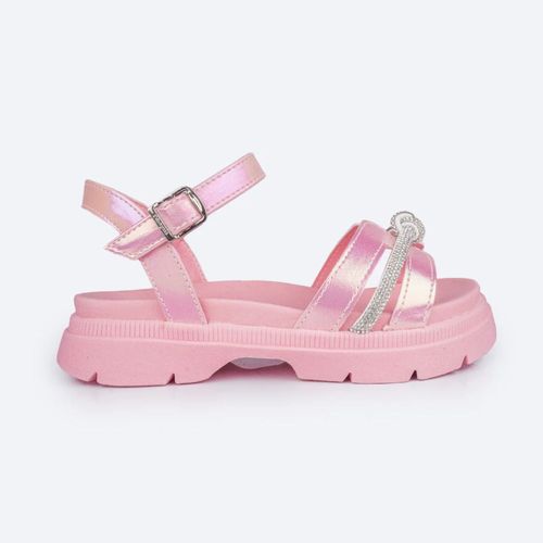 Sandália Infantil Anabela Pampili Tira Strass Rosa