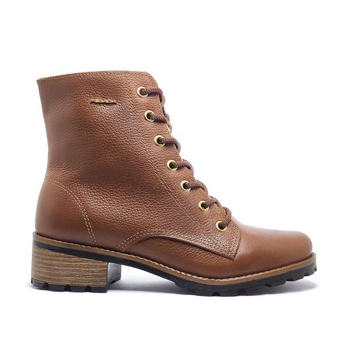 Bota Feminina Em Couro Coturno Pegada Terracota