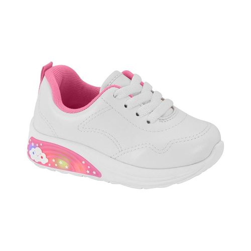 Tênis Running Infantil Molekinha Branco E Rosa