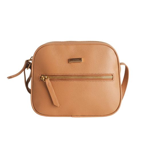 Bolsa Câmera Bag Crepe De Couro Dayane Magalhaes Bege