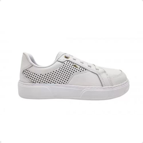 Tênis Moda Feminino Em Couro Dakota Branco