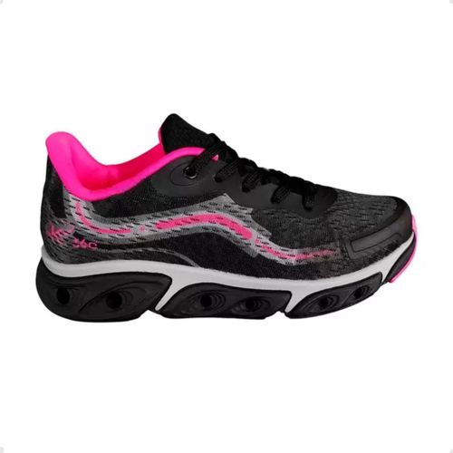 Tênis Running Infantil Kidy Preto E Pink