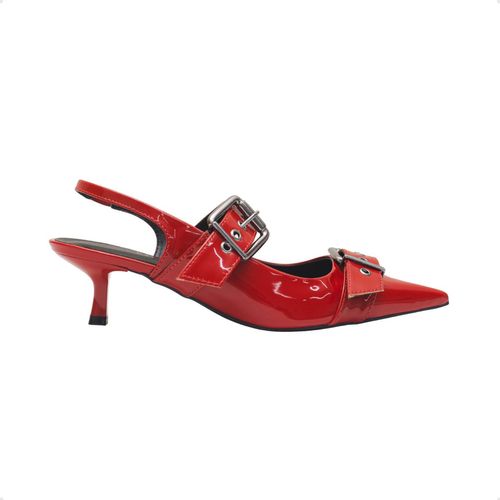 Sapato Slingback Salto Fino Dayane Magalhães Vermelho Cherry