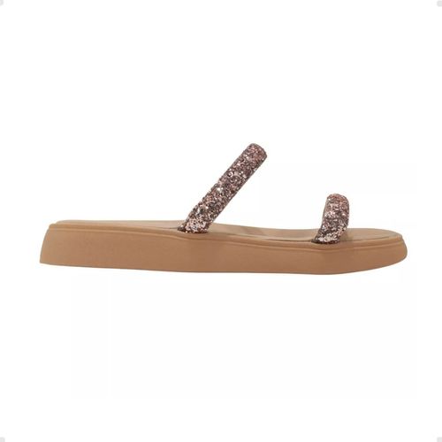 Tamanco Feminino Papete Moleca Tiras Gliter Nude