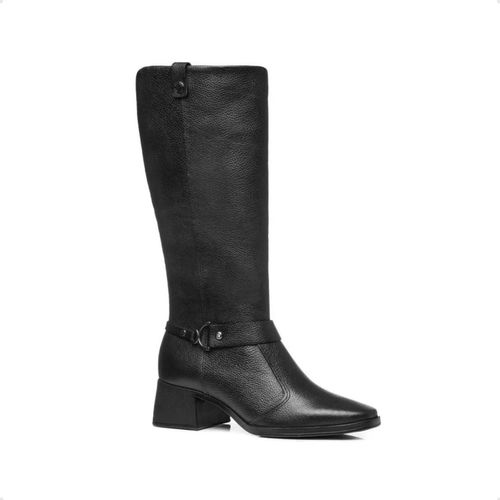 Bota Feminina Em Couro Montaria Pegada Preta