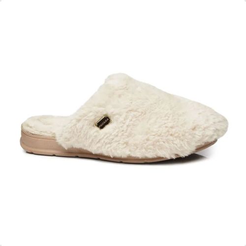 Pantufa Feminina Aberta Pegada Em Tecido Branca