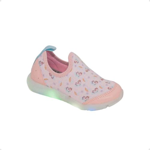 Tênis Running Infantil Com Led Kidy Rosa