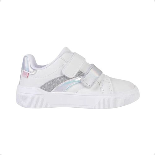Tênis Casual Infantil Klin Branco E Prata