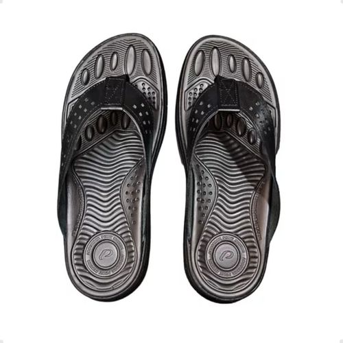 Chinelo Masculino Em Couro Dedo Pegada Preto