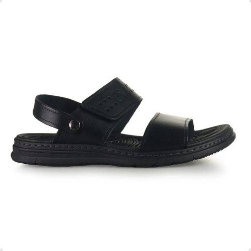 Sandália Masculina Em Couro Pegada Preta