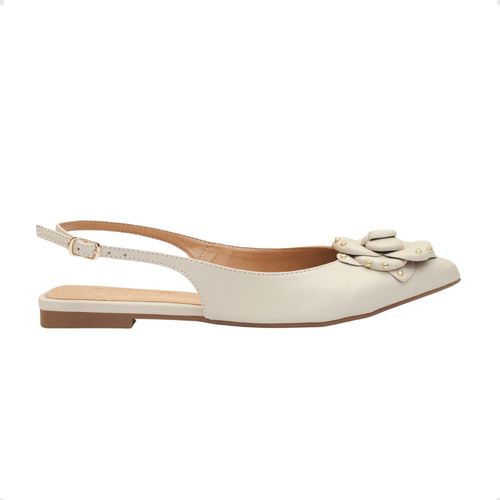 Sapato Slingback Dm Celeste Flor Couro Off White
