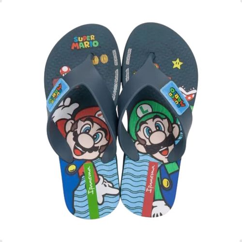 Chinelo Infantil Dedo Grendene Super Mario Azul