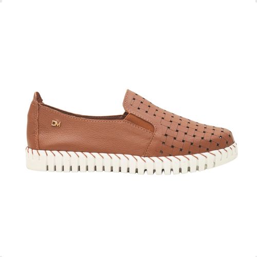 Tênis Slip On Couro Celeste Dayane Magalhães Texturizado Marrom