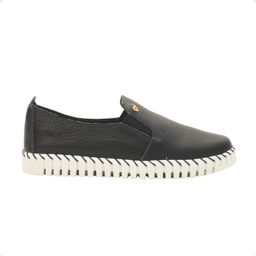 Tênis Slip On Couro Celeste Dayane Magalhães Preto