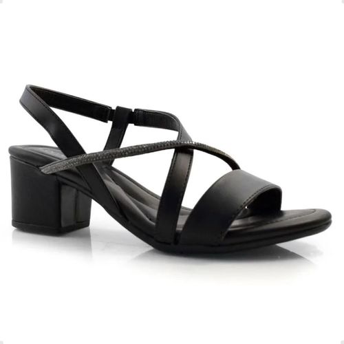Sandália Feminina Salto Médio Grosso Comfortflex Preta