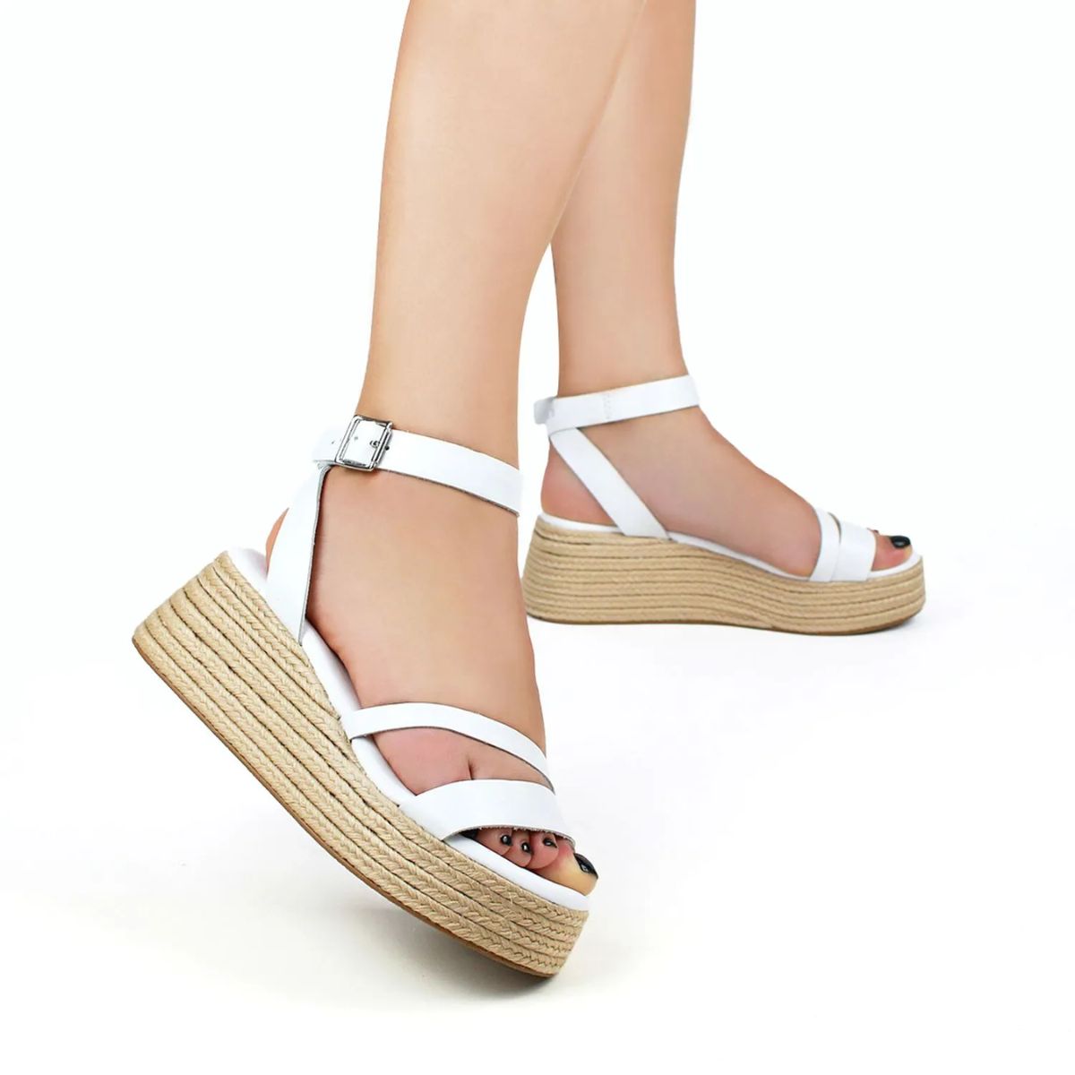 Sandália Anabela Branca Sandalia De Corda Branca Sandalia