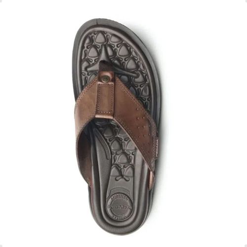 Chinelo Masculino Em Couro Dedo Pegada Marrom