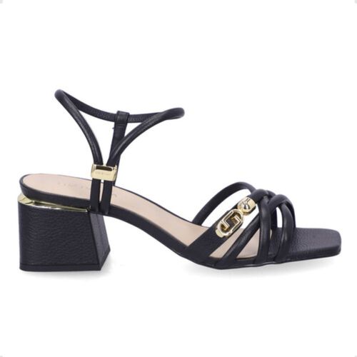 Sandalia Fem Salto Medio Grosso Luz Da Lua  80410009-