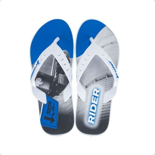 Chinelo Masculino Dedo Rider City Branco E Azul