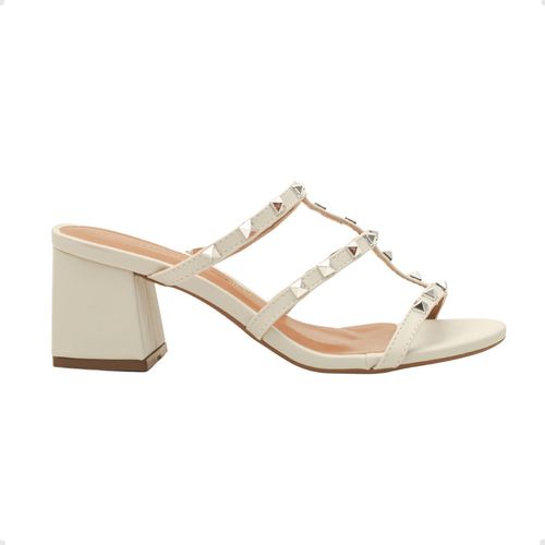 Tamanco Salto Bloco Aura Dayane Magalhães Spike Off White
