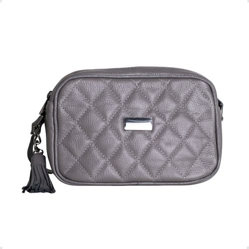 Bolsa Transversal Dayane Magalhães Matelassê Cinza