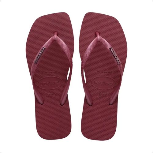 Chinelo Feminino Dedo Havaianas Slim Square Logo Metallic Vermelho