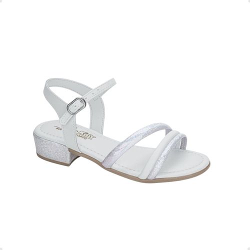 Sandália Infantil Salto Baixo Grosso Kidy Branco