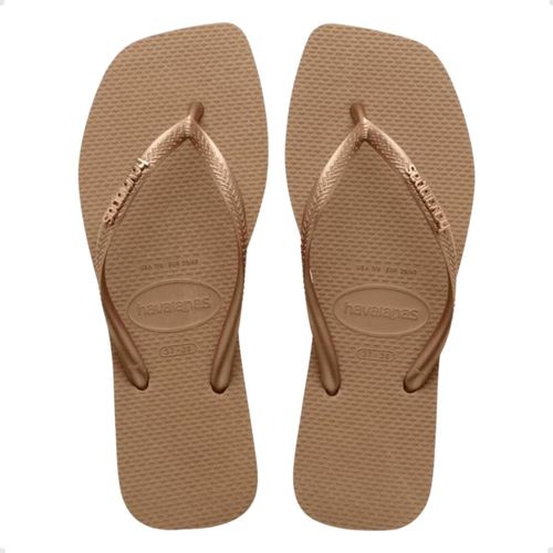 Chinelo Feminino Dedo Havaianas Sl Sq Logo Met Fc Dourado