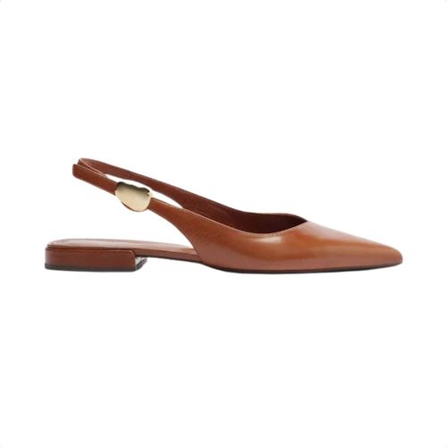 Sapato Feminino Slingback Arezzo Metal Bold Marrom