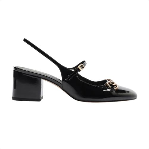 Sapato Boneca Slingback Verniz Arezzo Preto
