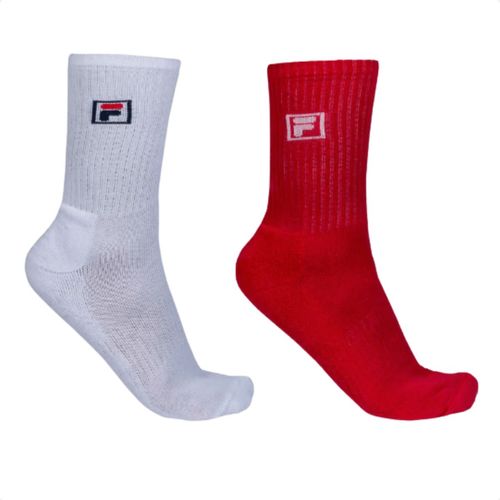 Kit Meia Unissex Longo Fila Branco E Vermelho