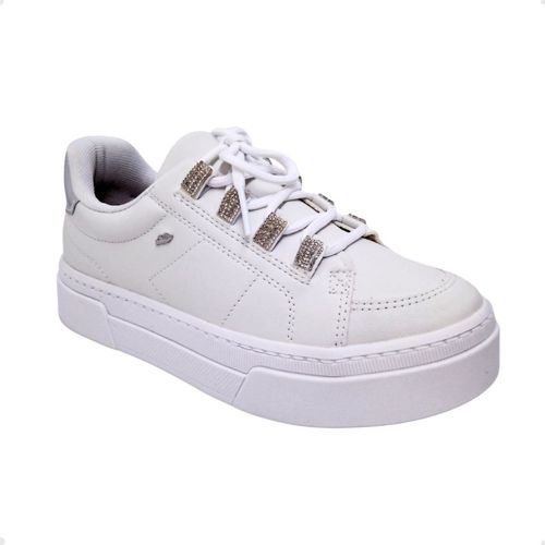 Tênis Moda Feminino Dakota Branco E Prata