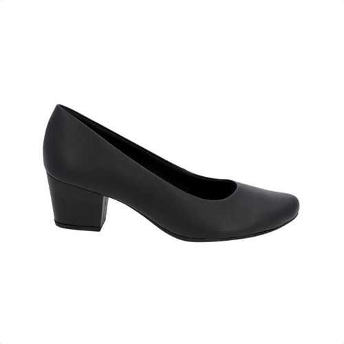 Sapato Feminino Salto Médio Grosso Couro Usaflex  Preto