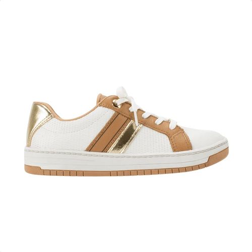 Tênis Moda Feminino Kolosh Em Couro Branco E Bege