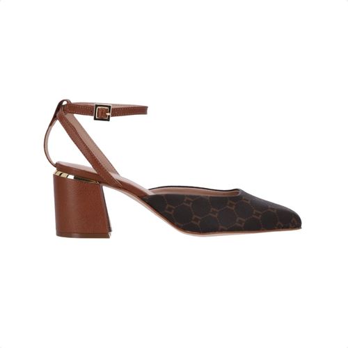 Sapato Feminino Slingback Luz Da Lua Monograma Marrom