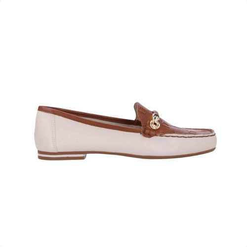 Sapato Feminino Mocassim Luz Da Lua Branco E Marrom